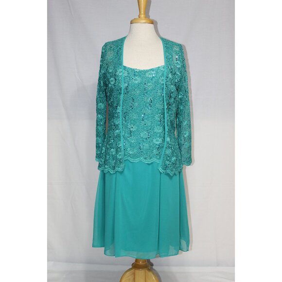 Eva USA Mother of Bride Groom Dress-Knee Length-#3171-SIZE L-JADE GREEN-NWTags - Picture 2 of 7